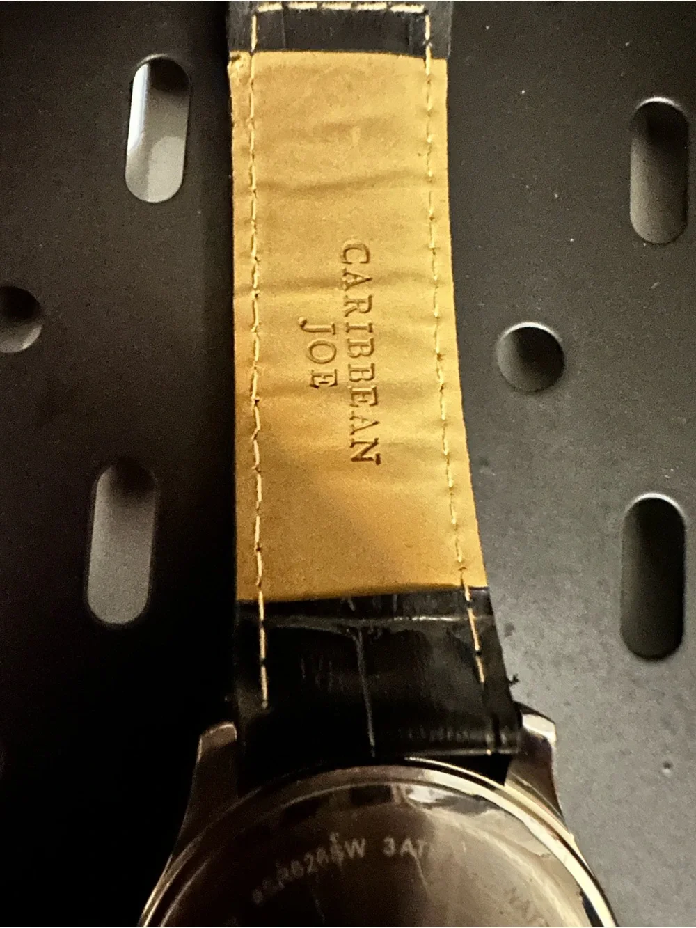 Caribbean Joe Silver and Gold-Tone Men's Dress Watch with Black Strap